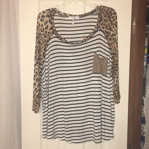 Leopard and stripe tshirt